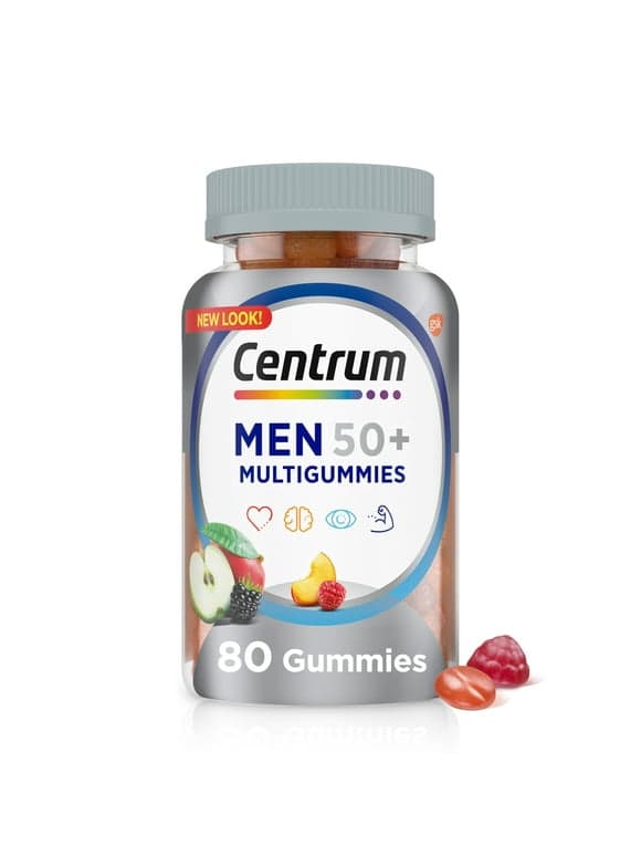 Centrum Multigummies Mens 50 Plus Gummy Vitamins, Multivitamin Supplement, Fruit, 80 Count