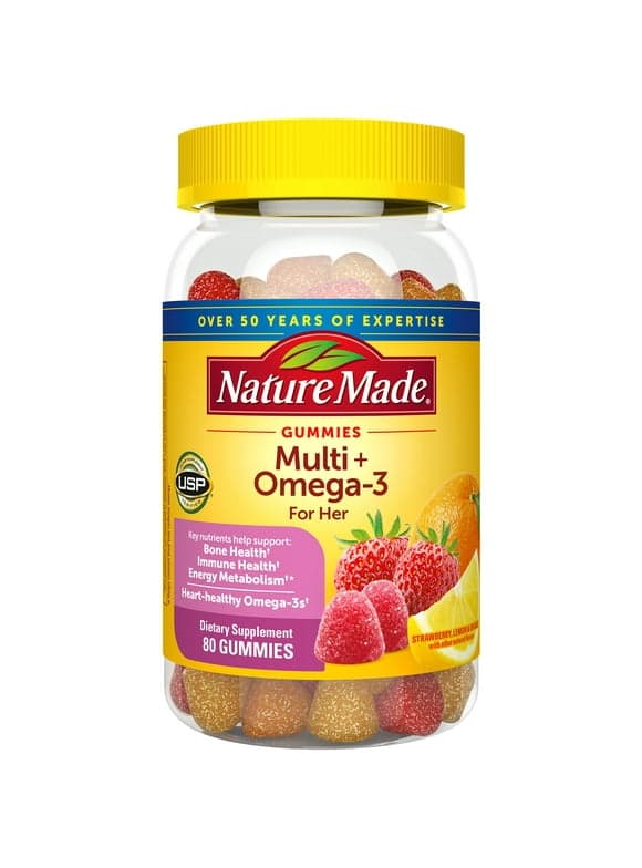 Nature Made Womens Multivitamin with Omega-3, Multivitamin for Women for Daily Nutritional Support, 80 Gummies, 40 Day Supply