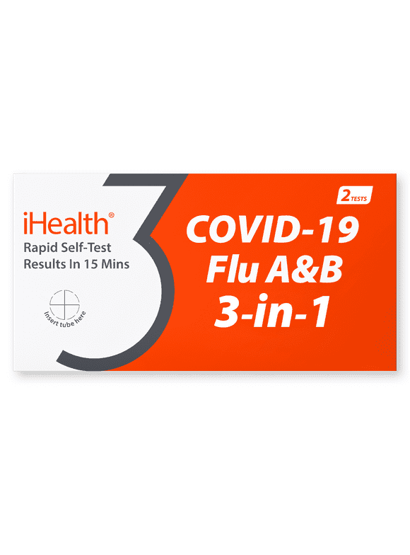 iHealth COVID-19, Flu a & b 3-in-1 Antigen Rapid Test, 2 Tests