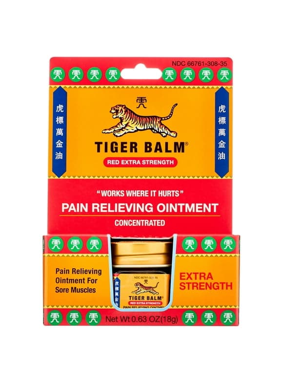 Tiger Balm Extra Strength Pain Relieving Ointment, 0.63 oz Jar, Relief for Arthritis, Joint Pain