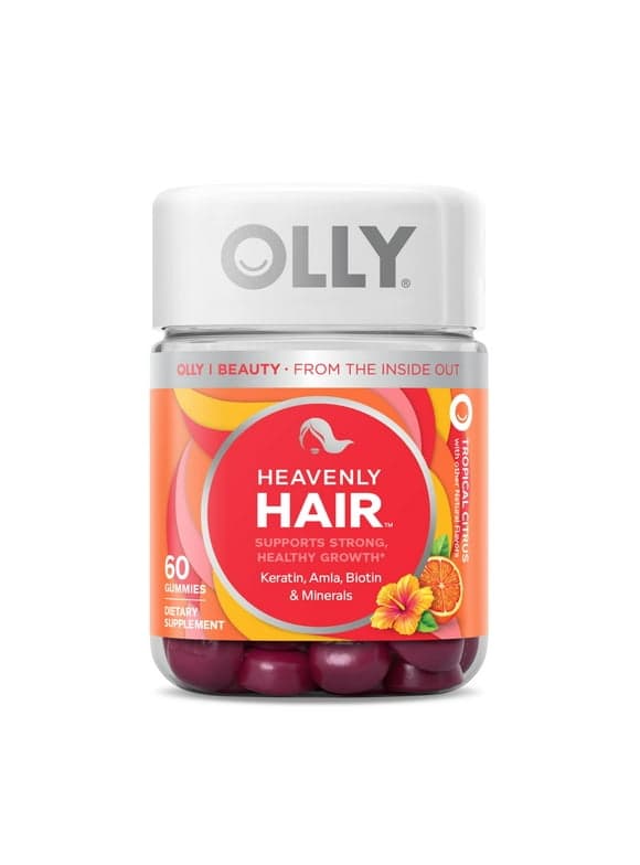 OLLY Heavenly Hair Gummy Supplement, Supports Hair Follicles, Keratin, Biotin, 60 Ct