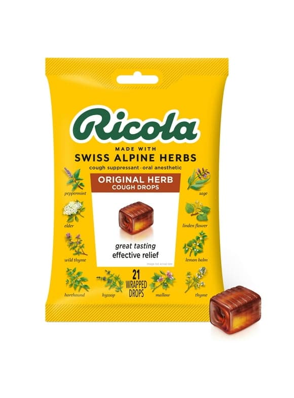 Ricola Original Herb Soothing Cough Drops, Throat Relief & Cough Suppressant, 21 Count