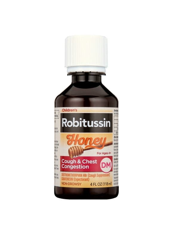 Children's Robitussin Kids Cough Congestion DM and Cold Medicine, Honey, 4 Fl Oz