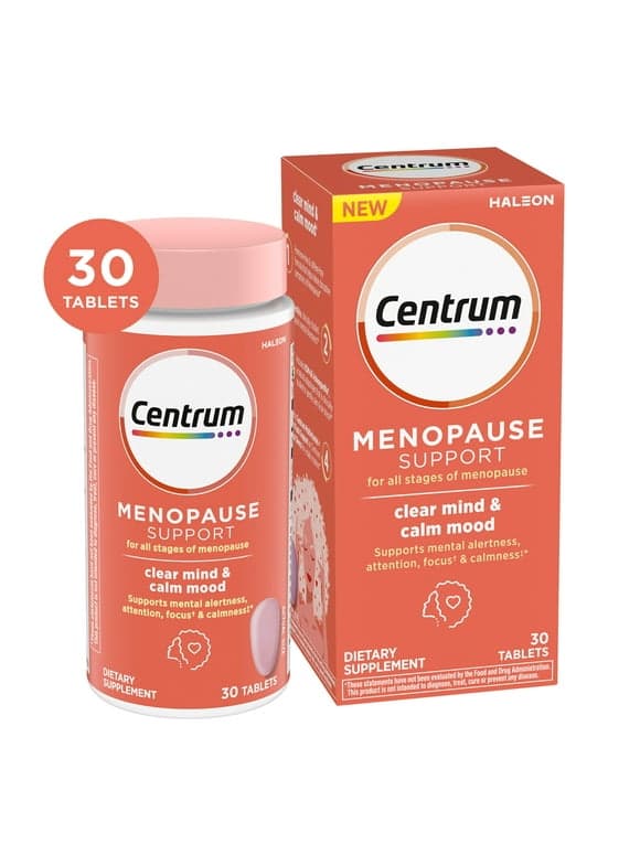 Centrum Menopause Support Complete Womens Multivitamin Supplement for Clear Mind and Calm Mood Support, Tablets, 30 Count