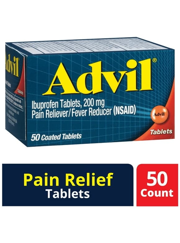 Advil Pain Relievers and Fever Reducer Coated Tablets, 200 Mg Ibuprofen, 50 Count