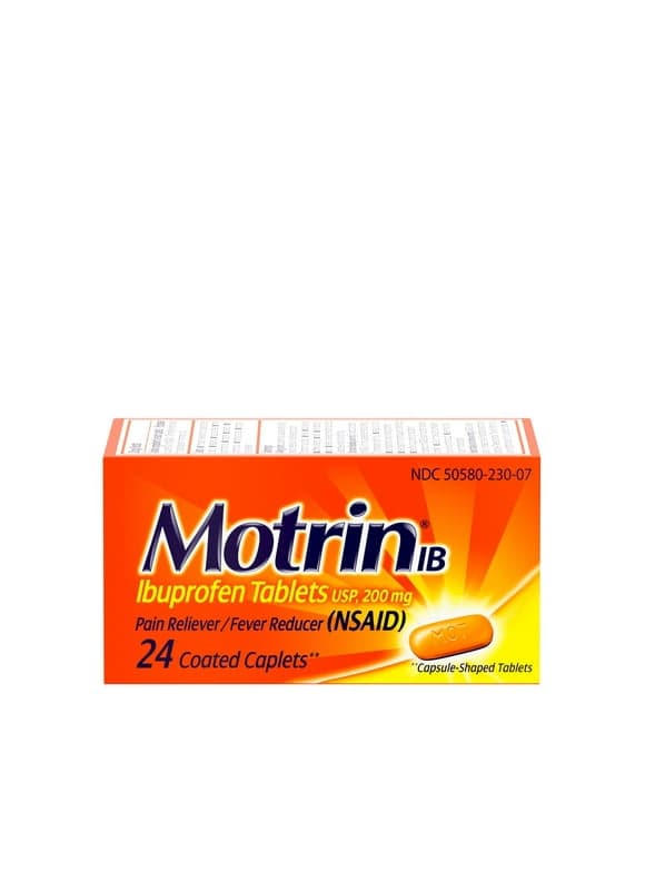 Motrin IB, Ibuprofen 200mg Tablets for Pain & Fever Relief, 24 Ct