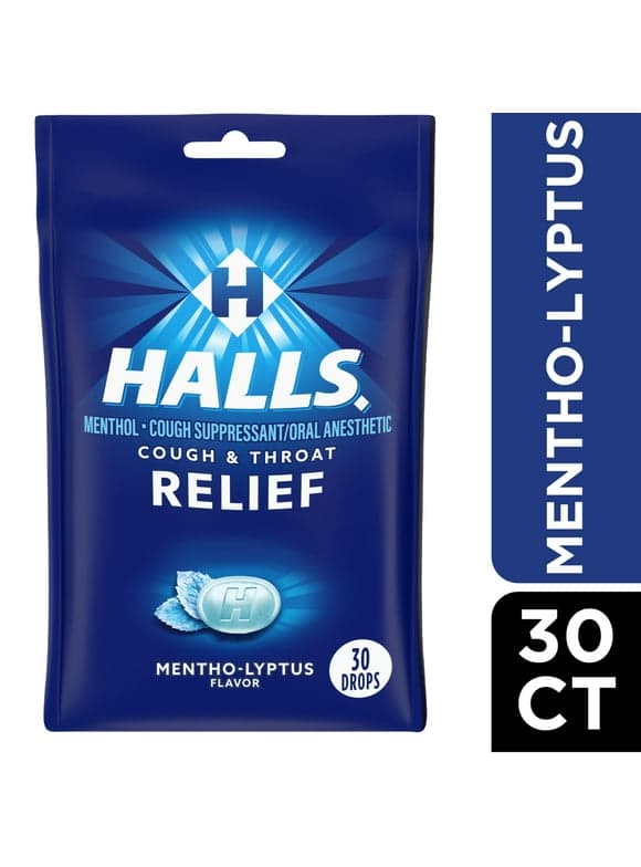 HALLS Relief Mentho-Lyptus Cough Drops, 30 Drops